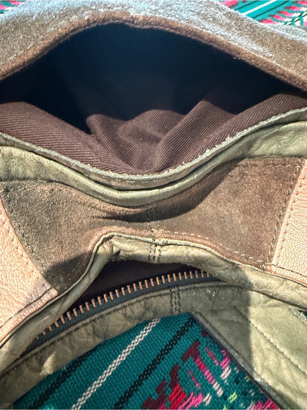 Marc Jacobs Vintage Colorblock Leather Suede Hobo Shoulder Bag Green - Picture 13 of 13